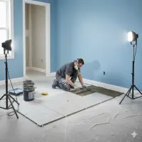 A person performaing Tile Installation